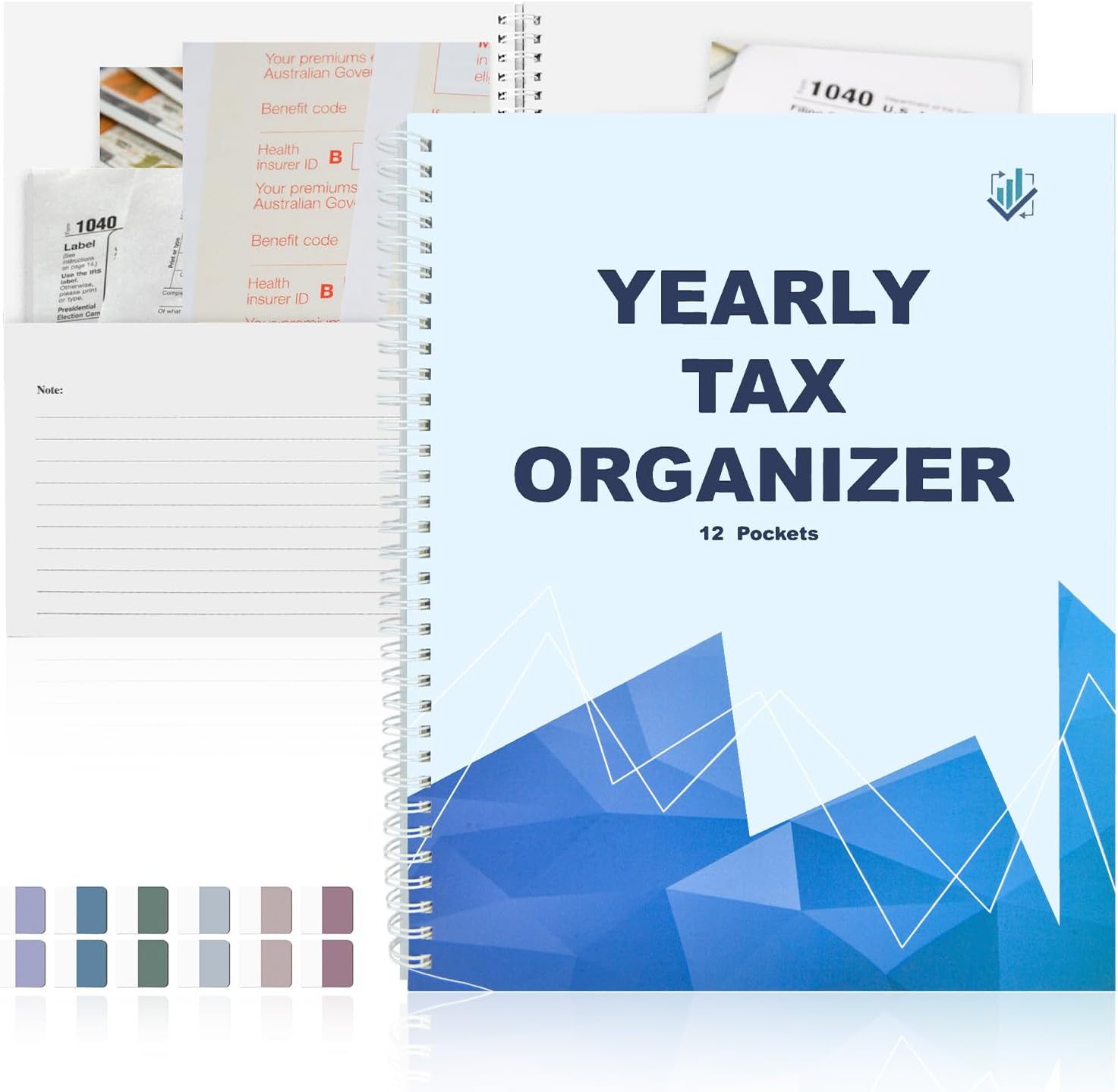 Letter Size Yearly Tax Organizer Book with 12 Separate Pockets Spiral Bound 8.5×11 Tax Document Folder Tax Record Book with Tabs Monthly Bill Receipt Income Tax Organizer System for Home Office Taxes