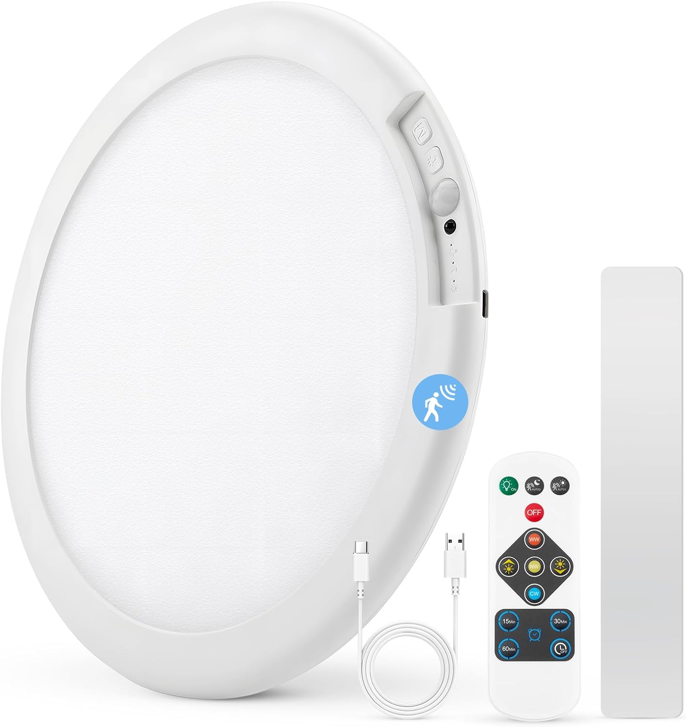 9.84″ Rechargeable Ceiling Light with Remote Magnetic Waterproof Shower Lights, 70 Days Battery Operated Motion Sensor Bright Wireless Lamp No Wiring Needed Stick on Cordless for Hallway Garage