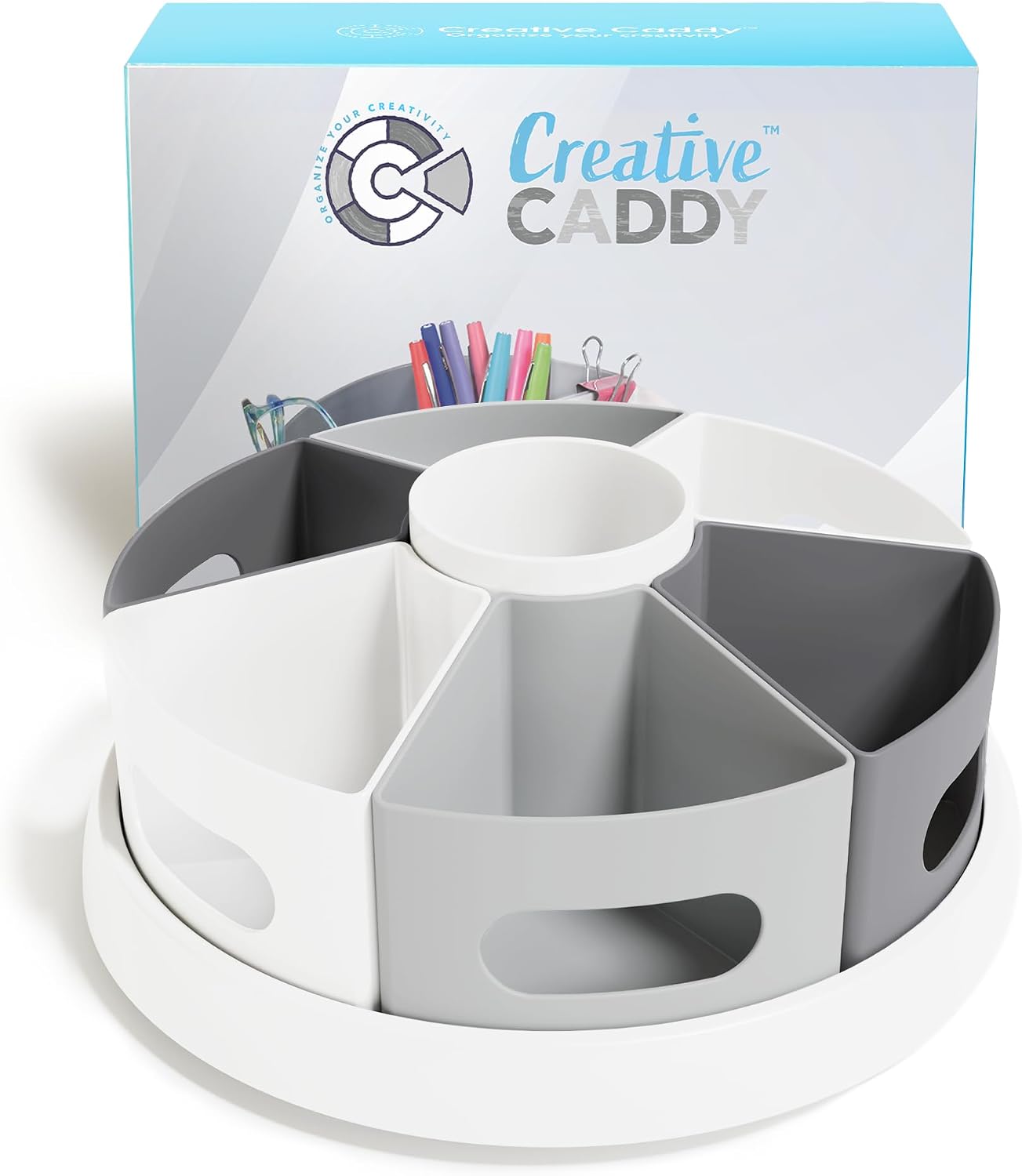 Rotating Art Supply Organizer for Kids, Marker Organizer for Teacher Desk Storage, Pencil Art Caddy for Homeschool Supplies and Classroom Organization