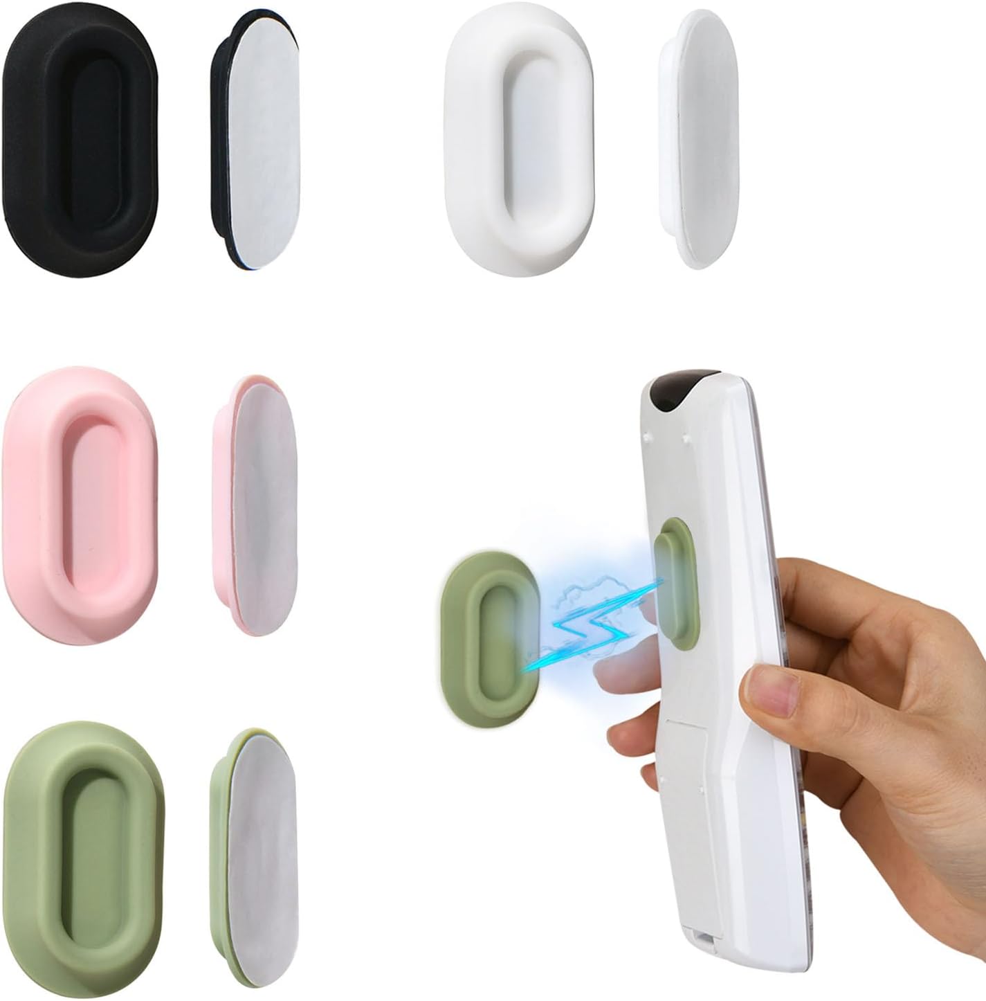 XYOFUN Magnetic Remote Control Holder Wall Mount – 4 Pcs Multicolor | No Drill Self-Adhesive Organizer, For Air Conditioner & TV Remotes, Storage Caddy for Televisions Backside