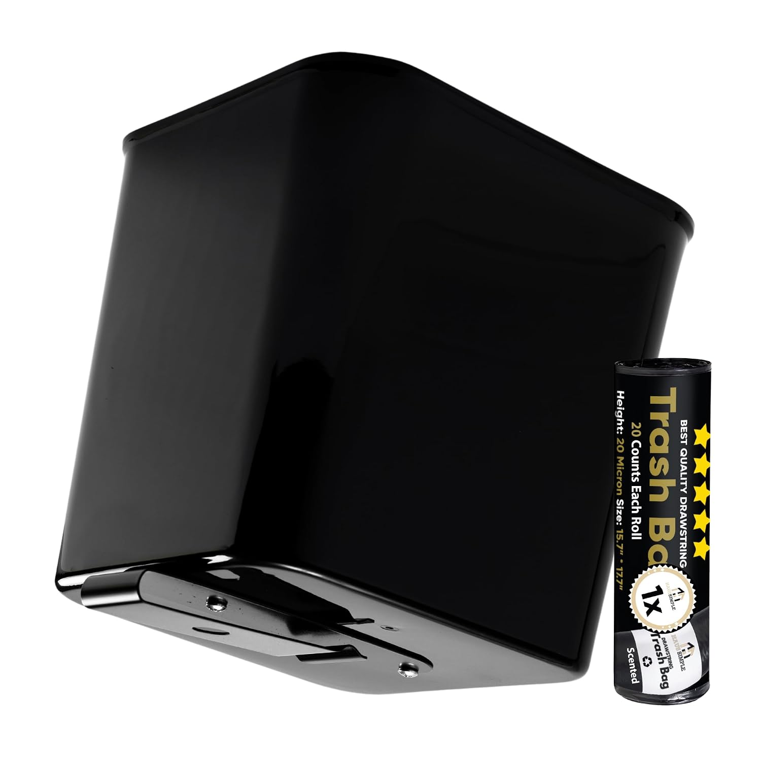 Large Black Car Trash Can Waterproof & Leakproof Car Garbage Bin with Floor Mat Clip, Anti-Slip Design, Portable Auto Trash Container for Car, SUV, Truck, or Van Durable & Easy to Clean