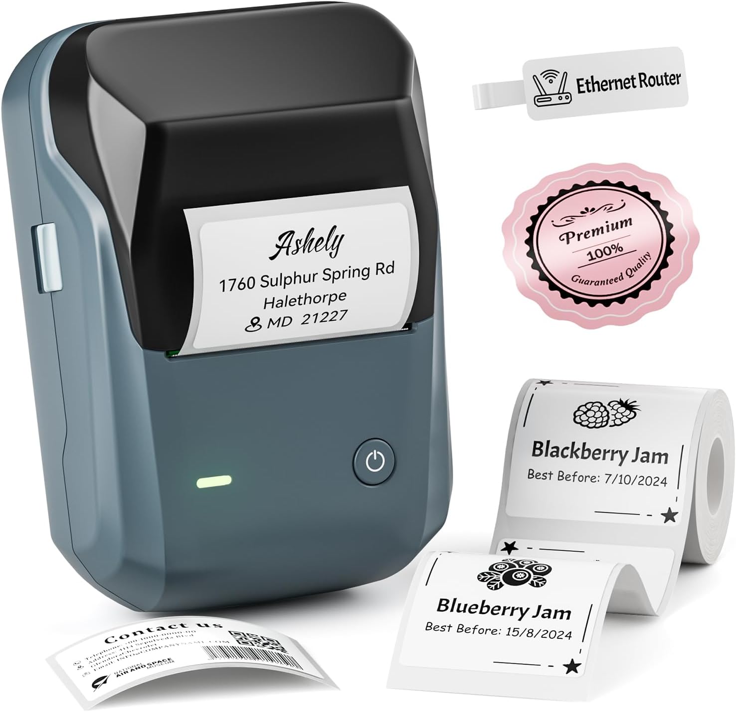NIIMBOT B1 Label Maker Machine with Tape, 2Inch Thermal Label Printer, Blue | Portable, Bluetooth, Multiple Templates App, for Home, School, Office, Small Business, Compatible with Phones and PC
