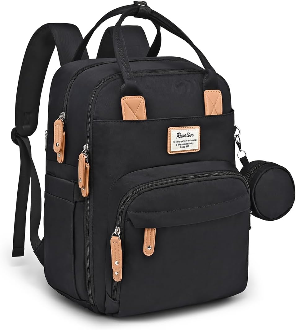 RUVALINO Baby Diaper Bag Backpack with Changing Pad, Baby Shower Gifts | Baby Essentials, Waterproof Travel Baby Bags for Mom Dad Girl Boy, Insulated Bottle Holders, Pacifier Case, Large Capacity