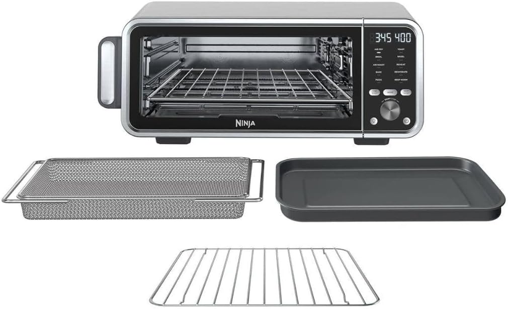Ninja FT405CO 10-in-1 Digital Air Fry Oven with Extra Large Capacity, Flip Up and Away, Stainless Steel Body, and Temperature Control (Renewed) | Extra-large capacity, flip-away storage, stainless steel body, temperature control