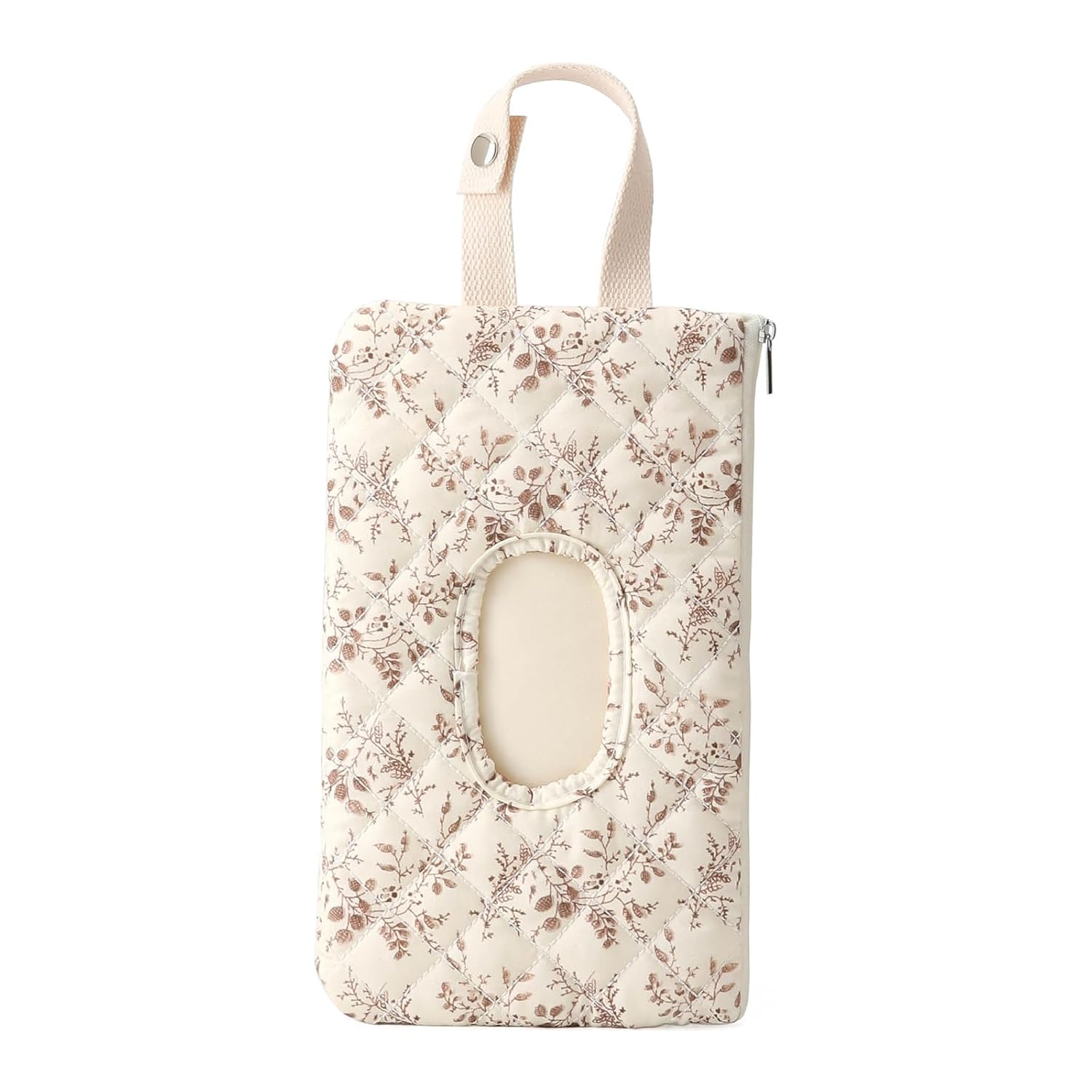Quilted Baby Wipe Holder Floral Wipe Pouch Portable Hanging Wet Wipes Bag for Stroller, Travel