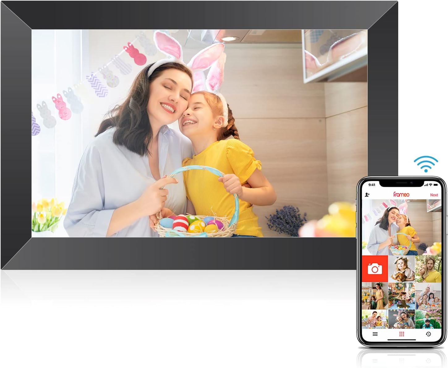 Digital Picture Frame, 10.1″ 1280×800 HD IPS Touch Screen Picture Frames with 32GB Memory, Smart Digital Photo Frame Warm Gifts for Mom, Quick & Easy Setup,Share Photos and Videos via Frameo App