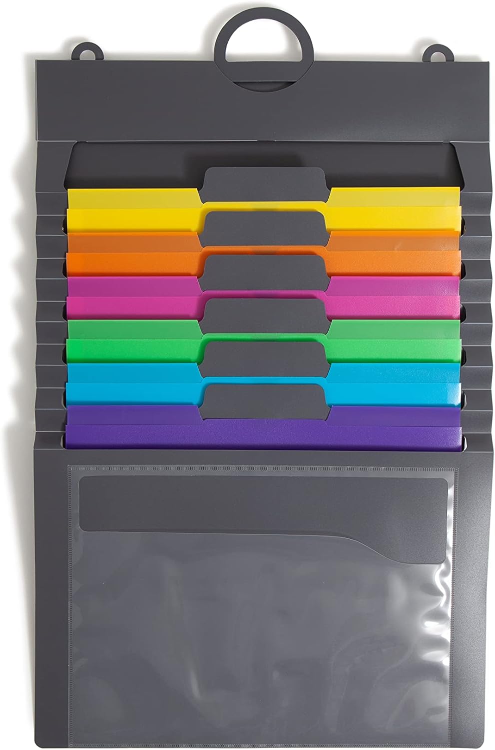 SMEAD Cascading Wall Organizer, 6 Removable Folder Pockets, Letter Size, Gray/Bright Pockets (92060)
