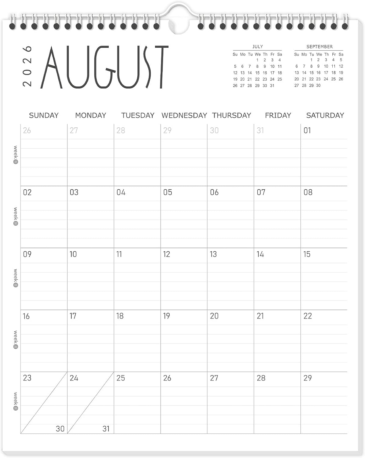 GuassLee Wall Calendar 2026-2027, 13-Month School Year Calendar, 14″x11.5″ | Desk/Wall Calendar from Jun 2026-Jun 2027, Premium Thick Paper, Monthly Planner Spiral Bound for School Office Organizing