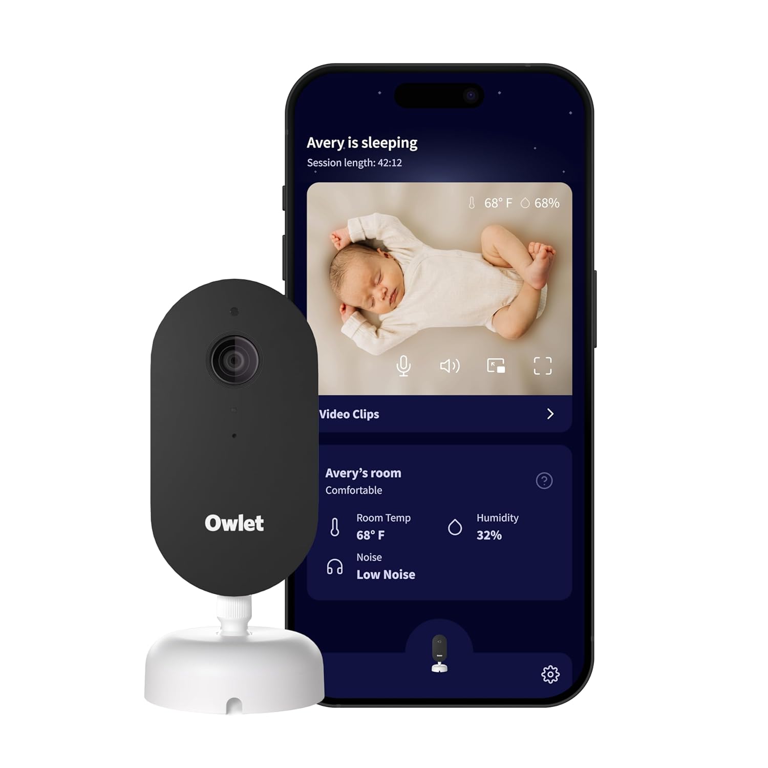Owlet Dream Sight Smart Baby Monitor, 2K HD WiFi Camera, Cry Alerts | Custom Notifications For Motion And Room Temp, Night Vision, Two-Way Talk, Secure WiFi Encryption, Dream Sock Compatible