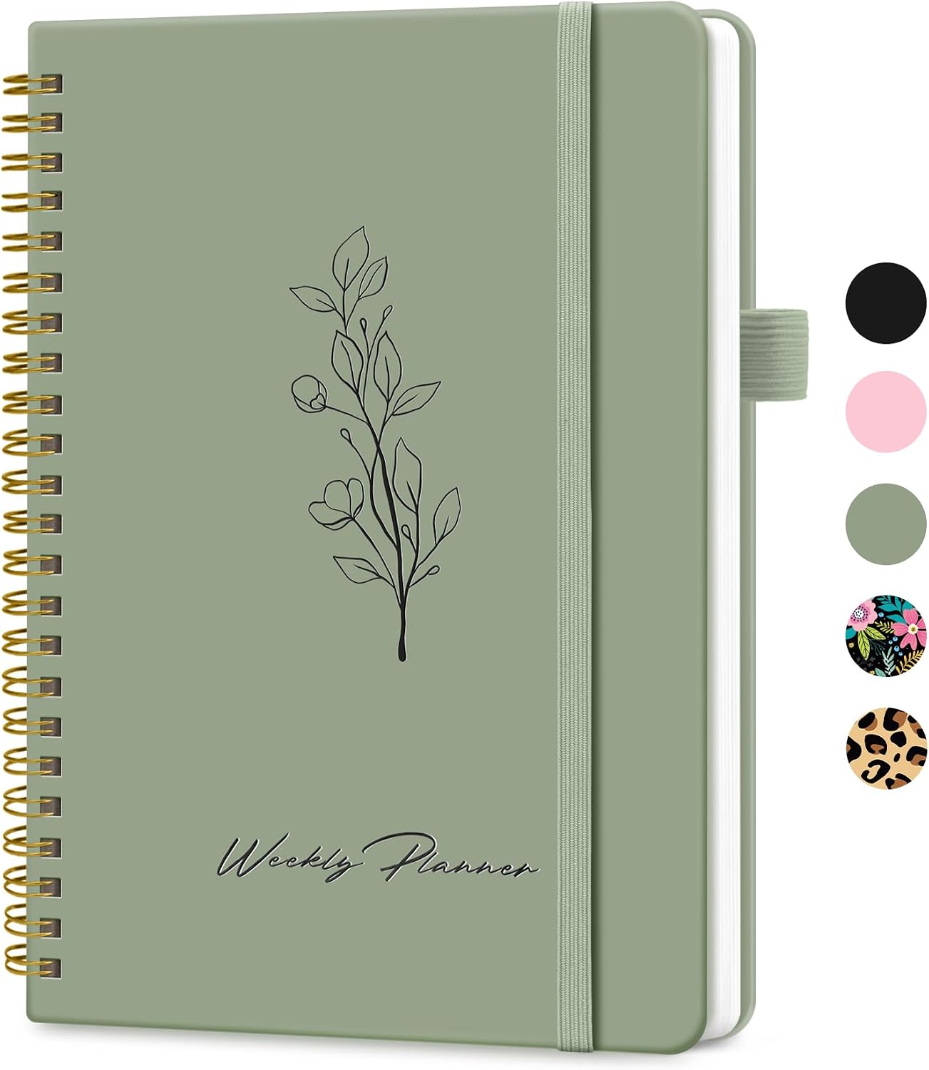 Undated Weekly Planner, To Do List Notebook with Habit Tracker, A5 | For Work Home and College, 6.1″ x 8.2″, Spiral Binding, Goal Planning, Weekly Task Organizer, Mossy Brown