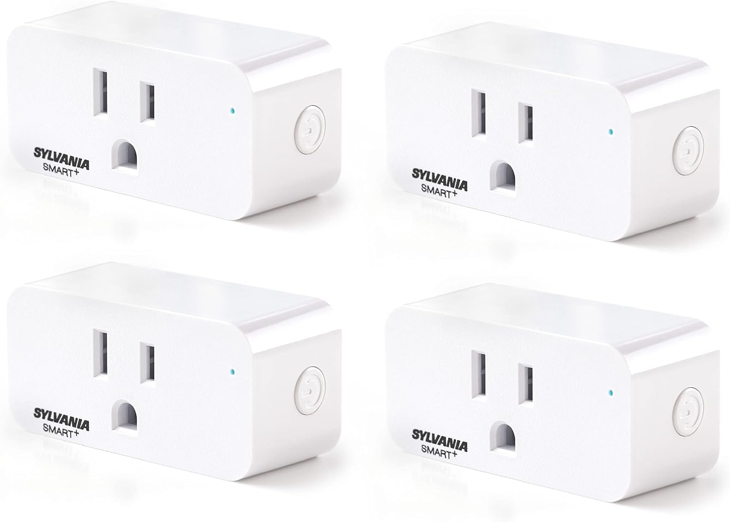 Sylvania WiFi Smart Plug, Voice Control, Compatible with Alexa and Google Home, Timer, On/Off, White – 4 Pack (75703)