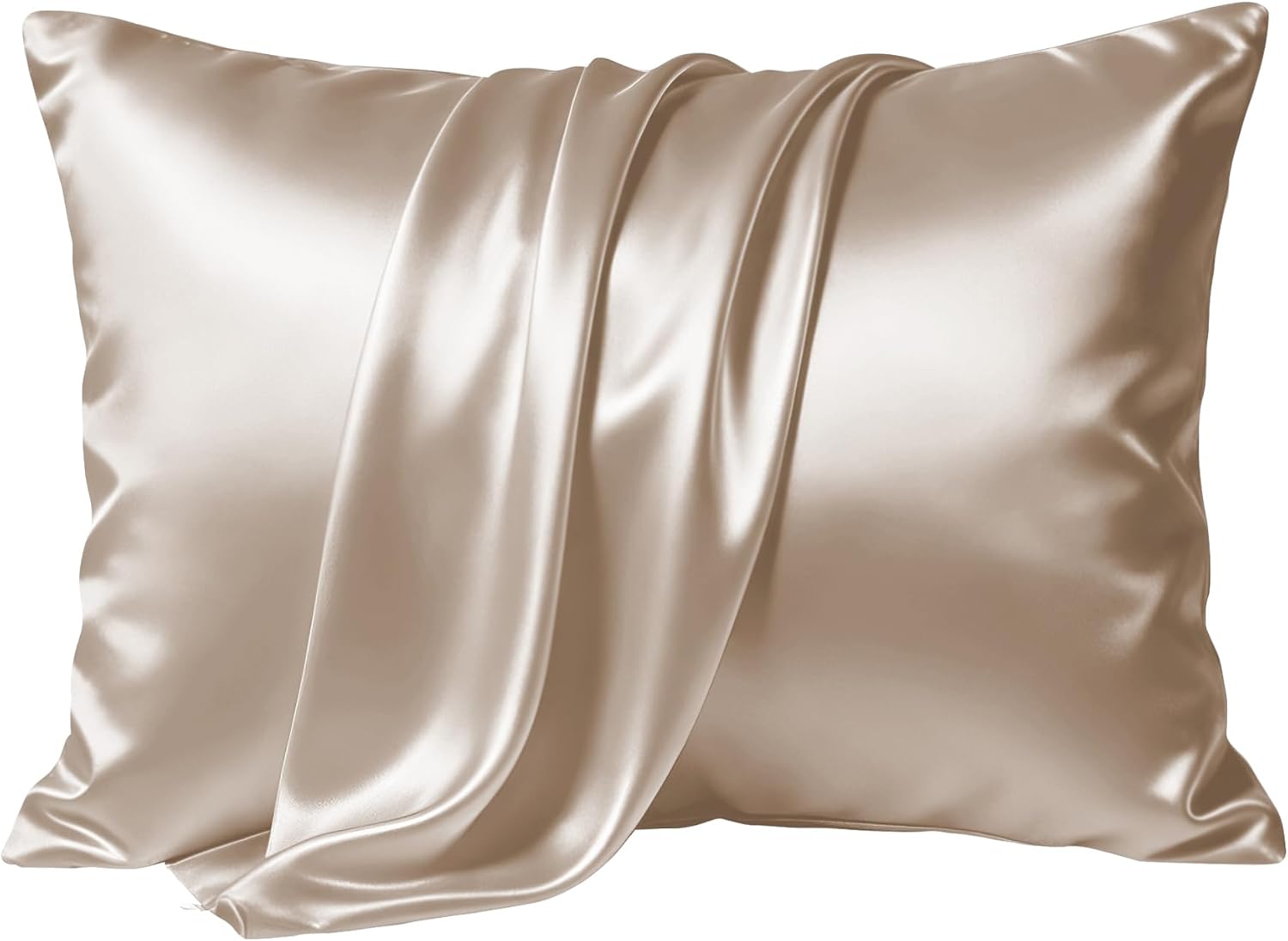 LYSHIN Silk Pillow Cases Standard Size with Hidden Zipper, Champagne | 19 Momme Mulberry Silk Pillowcase for Skin and Hair, Anti-Acne, Hypoallergenic, Cooling, Beauty Sleep, Gifts for Women
