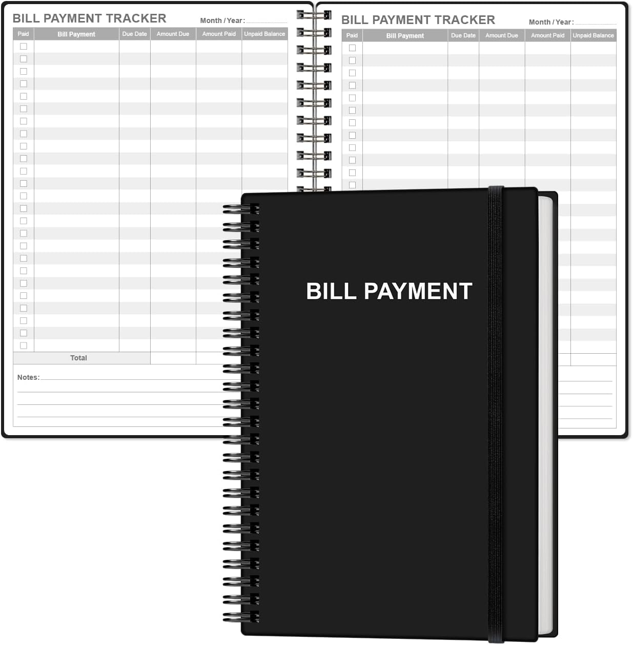 Bill Payment Tracker Notebook – Monthly Bill Organizer & Planner for Personal Budgeting Financial, Payments Checklist Organizer, 5.8″ x 8.5″, Black