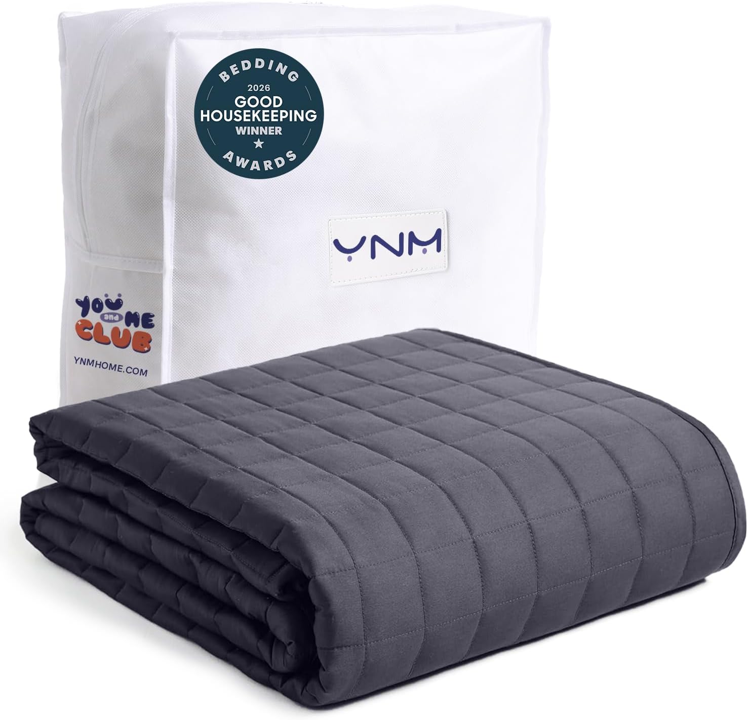 YnM 15lbs Weighted Blanket for Adults, Breathable Heavy Bed Throw Blanket with Cooling Glass Beads for All Season Use, Ideal for One Person of 140lbs (60×80 Inches, Queen Bed, Dark Grey)