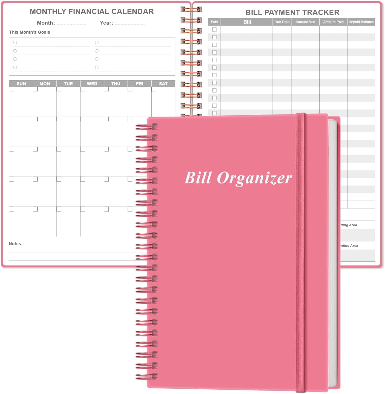 Bill Organizer – Monthly Bill Payment for Personal Budgeting Financial, Payments Checklist Organizer, 5.8″ x 8.5″, Pink