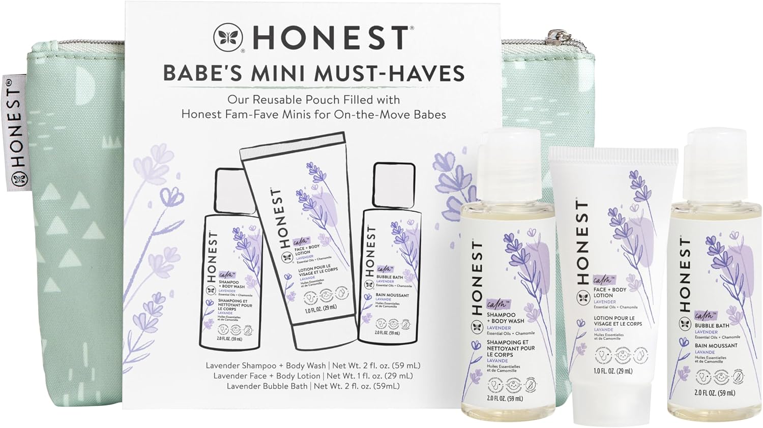 The Honest Company Babe’s Mini Must Haves Gift Set, Lavender, 2 fl oz