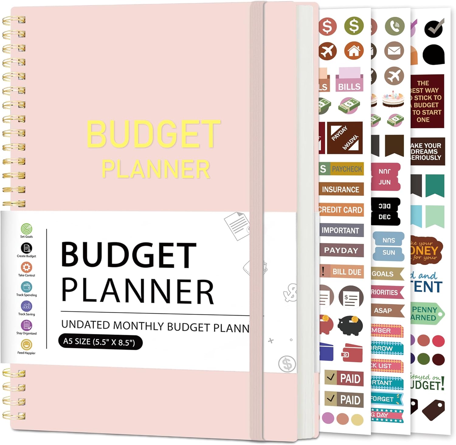 KMQOY Budget Planner, Undated 12-Month Money Organizer with Expense Tracker | Monthly Accounting Pages for Bills, Income and Expenses, Start-Anytime Design, for Personal, Home or Business Finances