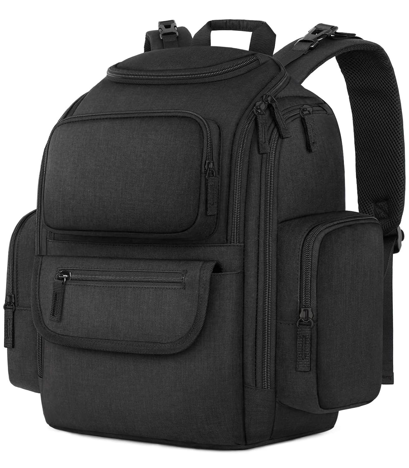 Mancro Diaper Bag Backpack, Extra Large Capacity Black Baby Diaper Backpack | Water Resistant Mens Diaper Bag with 2 Insulated Pockets and Stroller Straps for Travel