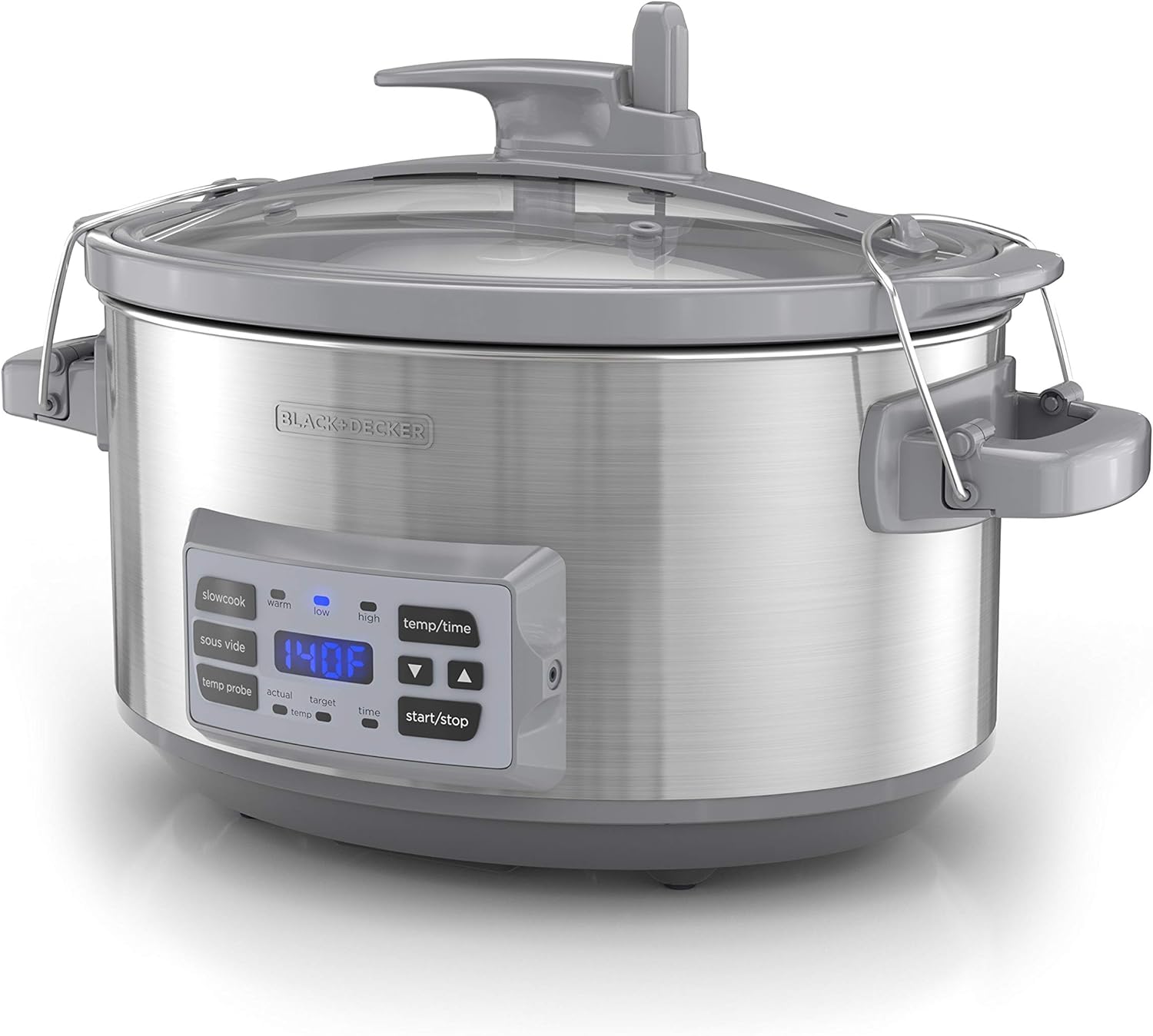 BLACK+DECKER 7-Quart Digital Slow Cooker with Sous Vide | Digital slow cooker with temperature probe, sous vide, locking lid and 7-quart stoneware crock.