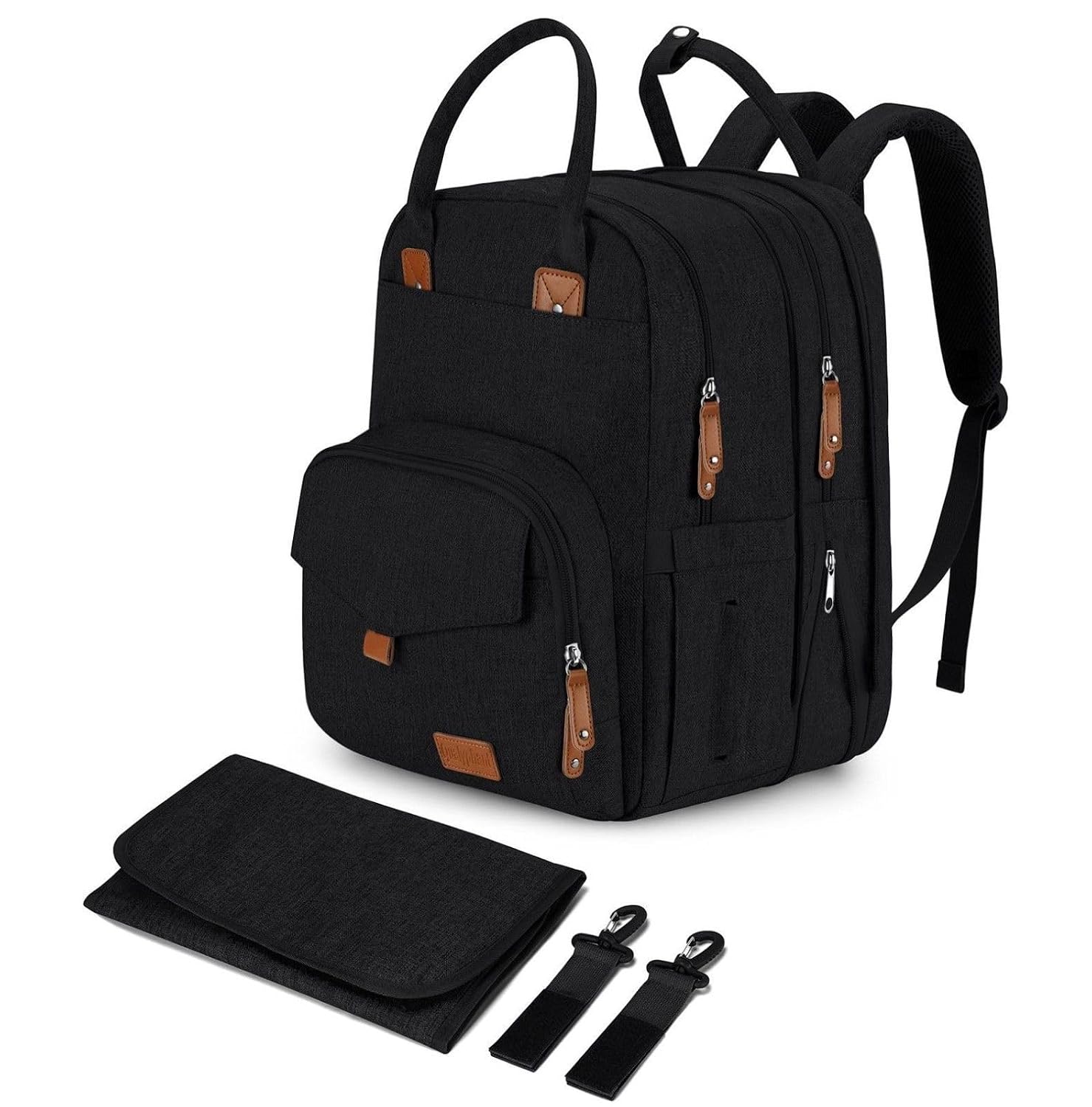 Qualyphant Extra Large Diaper Bag Backpack for 2 Kids Expandable 26-36L | Spacious, Dual Compartments for Twins, 19 Pockets, Waterproof, Changing Pad, Stroller Straps, Lightweight, Travel & Weekend