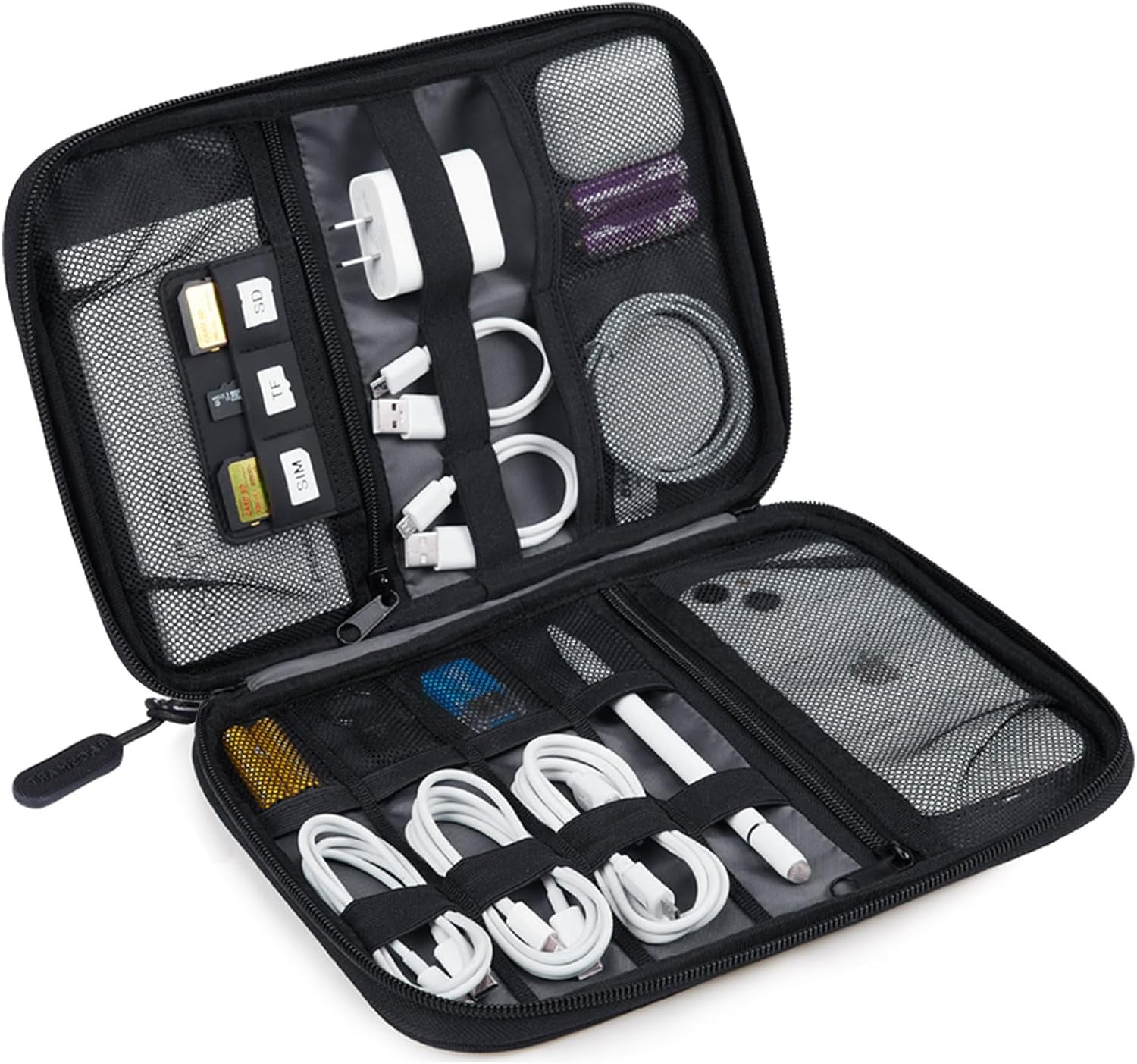 BAGSMART Large Electronic Organizer Travel Case for Tech Accessories, Black | Tech Accessories, Cord Storage, For Phone, Power Bank, SD Card, Cables