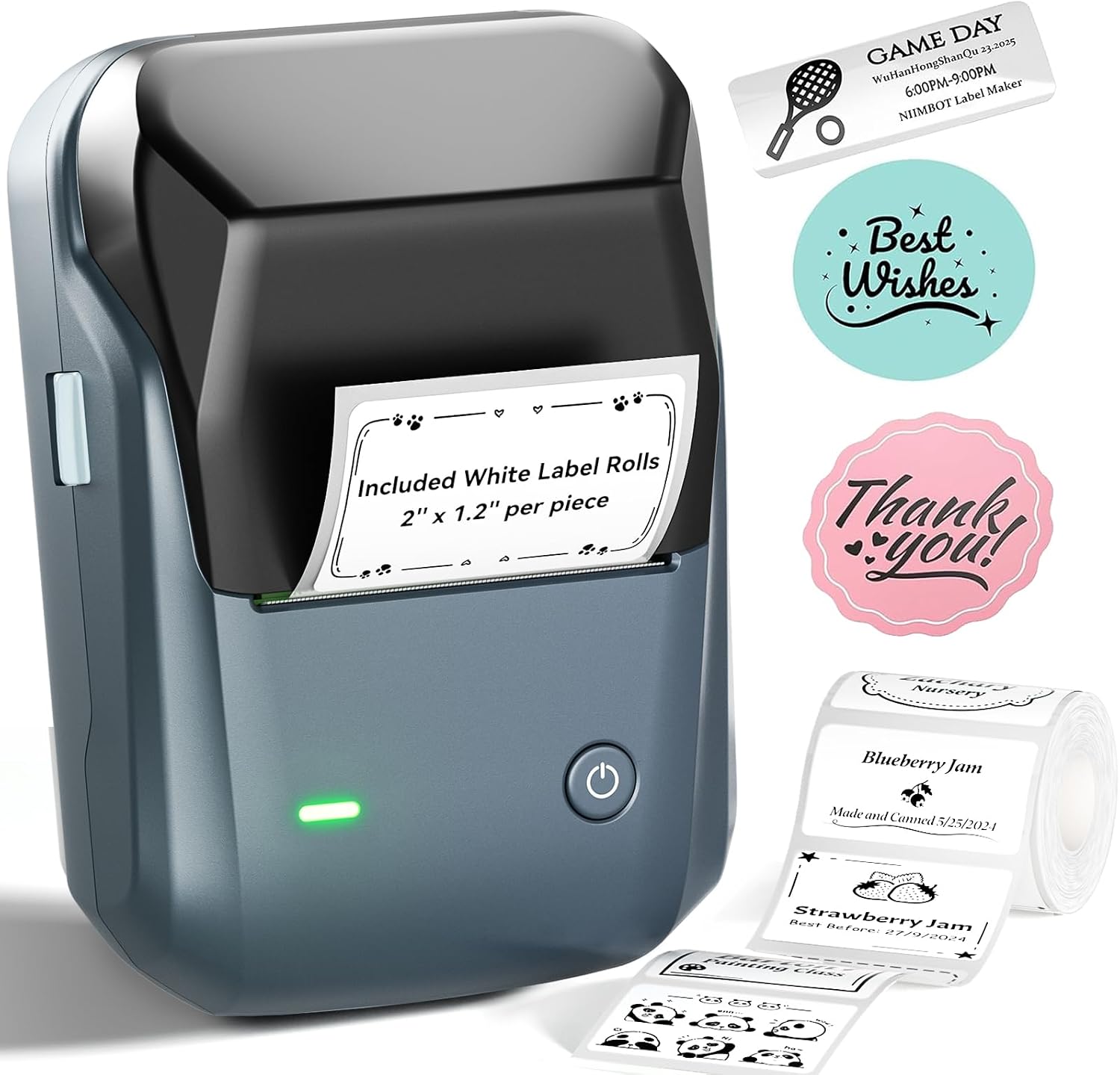 NIIMBOT B1 Label Maker, 2Inch Bluetooth Label Printer for Home, Blue | Label Maker Machine Support Smartphones & PC for Small Business, School, Office, Came with 1 Roll White Label(2×1.2”)