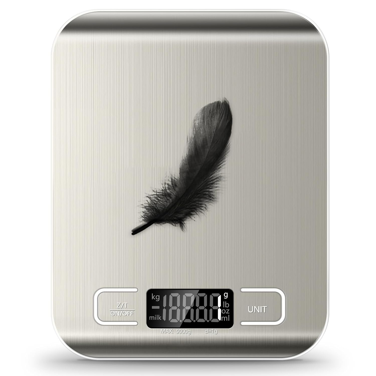 Food Scale, 11lb Kitchen Scale with 6 Units Tare Function & LCD Display, 0.05oz/1g Stainless Steel Digital Food Scale Grams and Ounces for Baking, Cooking, Dieting and Meal Prep (Batteries Included) | 6 Conversion units,Automatic overload,Low battery warning modes,2*AAA Batteries,for Baking, Cooking,Dieting and Meal Prep
