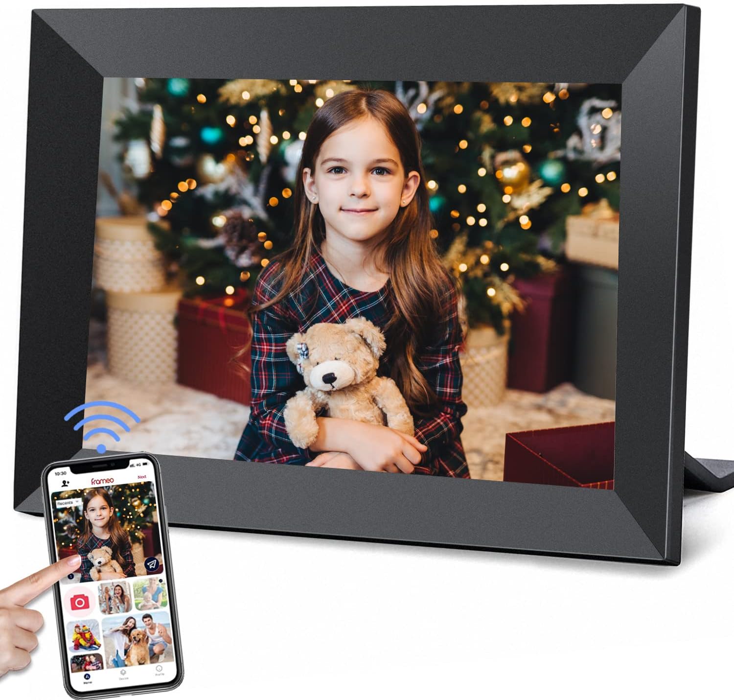 32GB FRAMEO 10.1 Inch Smart WiFi Digital Photo Frame | 1280×800 HD IPS Touchscreen , 32GB Large Storage, Auto Rotate,Share Moments Instantly via Frameo App from Anywhere