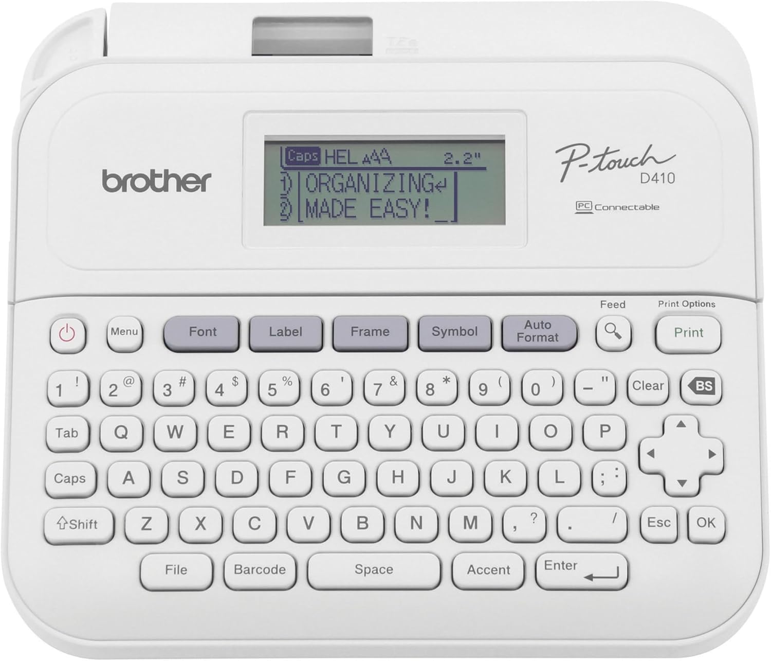Brother P-Touch PT-D410 Home / Office Advanced Label Maker | Connect via USB to Create and Print on TZe Label Tapes up to ~3/4 inch, White | USB-Connected Label Maker, Prints on Brother Tze Tapes Up to 18mm . Includes Sample Tape, AC Adapter and USB Cable