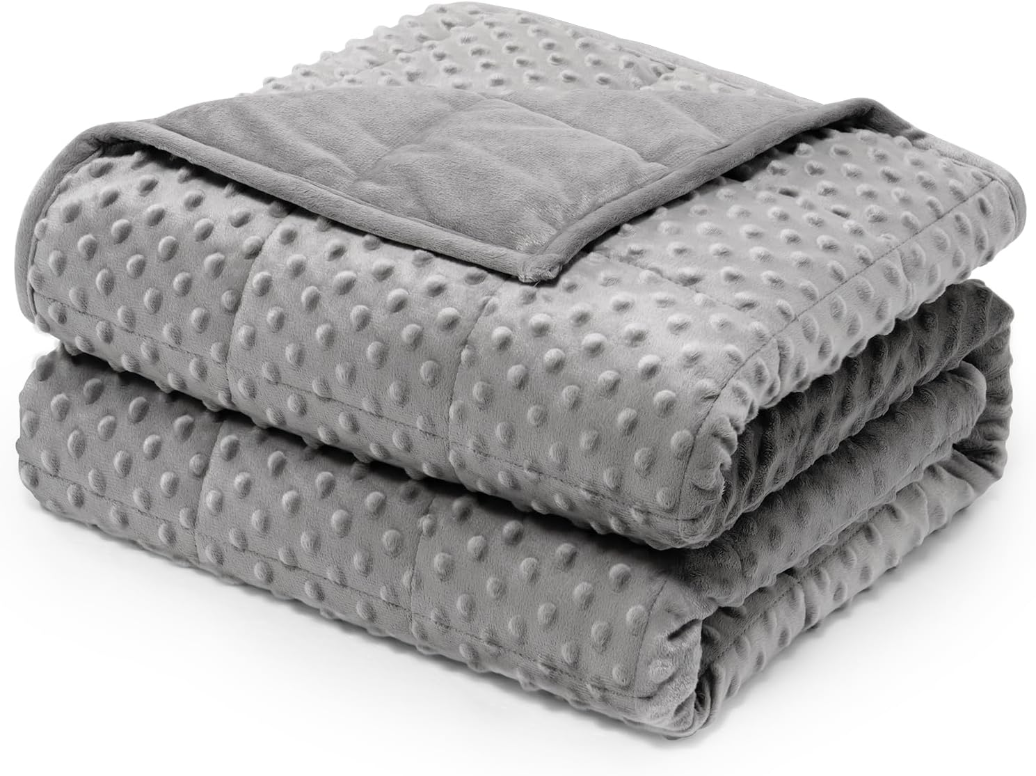 Weighted Blanket for Adults 15 lbs Twin Size 48″x72″ Grey | Minky Dot Heavy Throw Blanket, for Stress Relief, Better Sleep, Reading, Napping, Machine Washable, Breathable, Glass Beads
