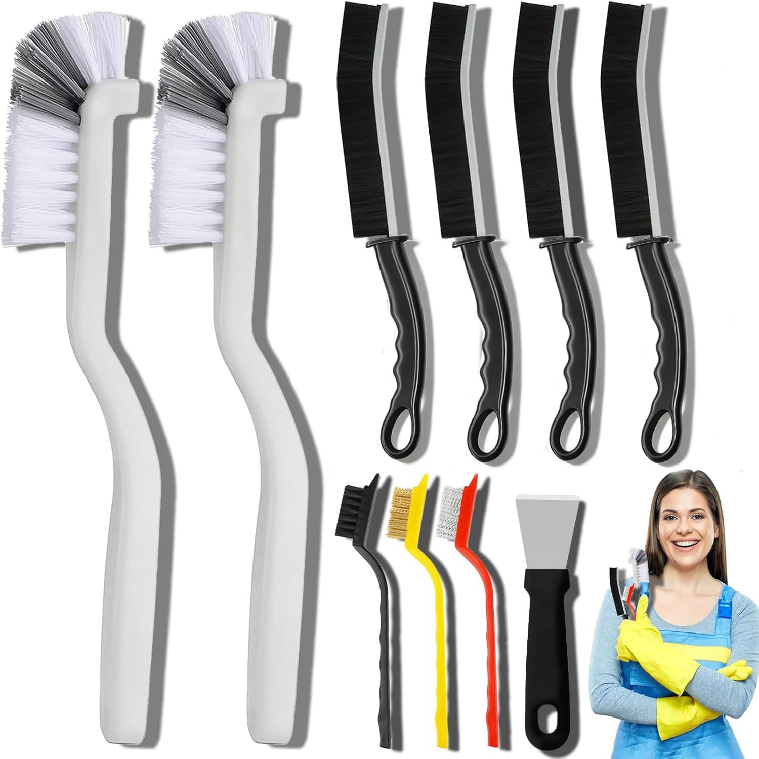 10PCS Crevice Cleaning Brush Set – Hard Bristle Crevice Cleaning Brush Tool, Multifunctional Gap Scrub Brush for Home, Bathroom, Kitchen, Window Track, Bathtub, Vehicle, Faucets, Bowl, Teapot, Cup Use