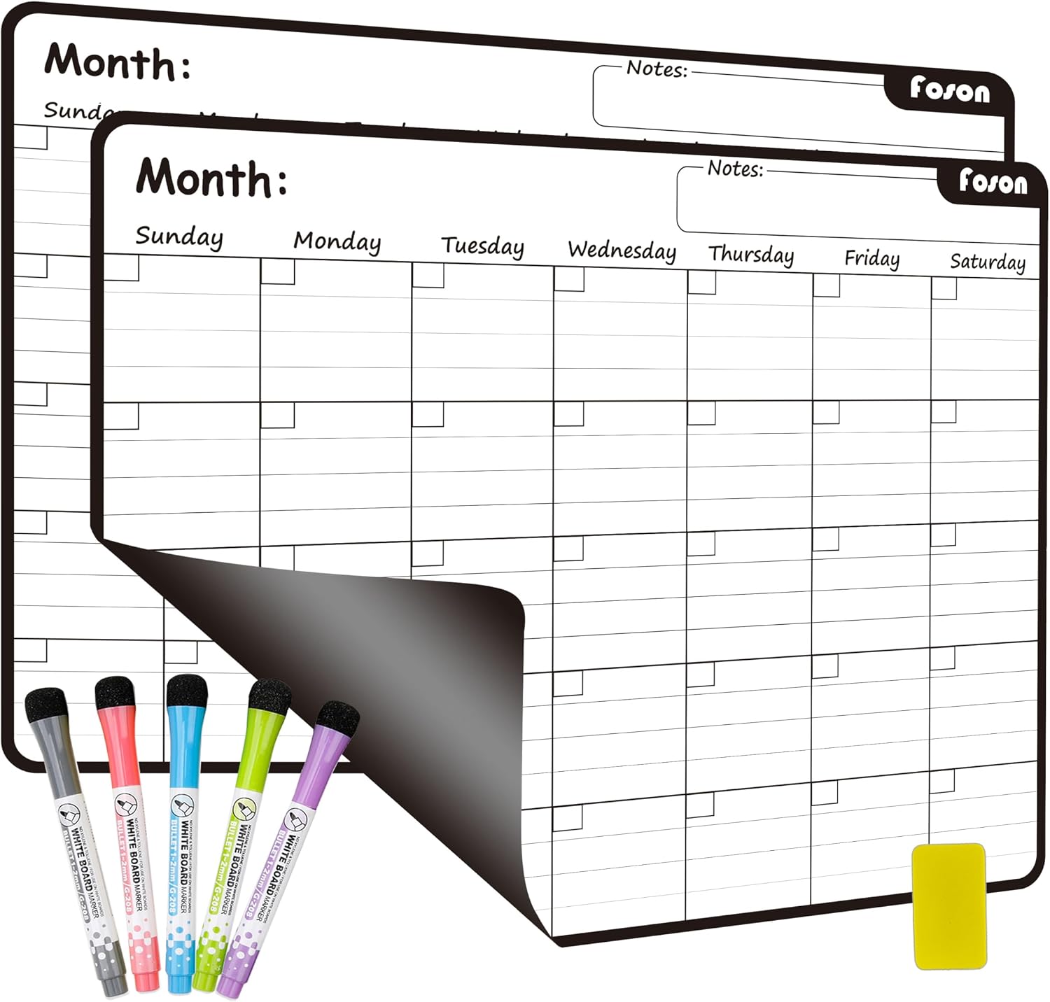 MAGWISE 17 x 13 Inch Fridge Magnetic Dry Erase Calendar Whiteboard | Strong magnet design for family schedule, meal planning & home organization; comes with markers, eraser and bookmark