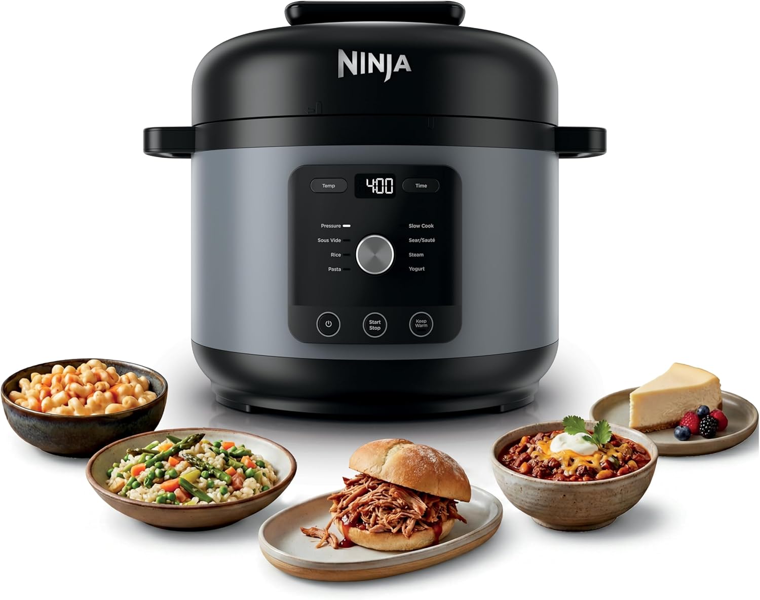 Ninja® HyperHeat™ 9-in-1 Pressure Cooker, 6.5-qt, Stone Purple, PC201SP | Cooks 2X faster, Sear, Sauté, Slow Cook, Steam & Sous Vide, 1200W, PFAS-free pot, removable SimpliServe™ pot for easy serving