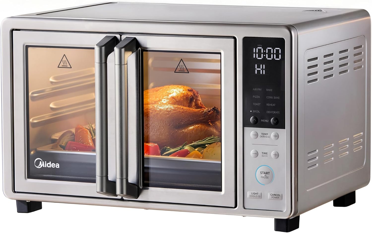Midea Flexify Slim 8-in-1 French Door Toaster Oven Air Fryer Combo, 25QT | Compact Countertop Oven with Infrared SpeedHeat, Stainless Steel