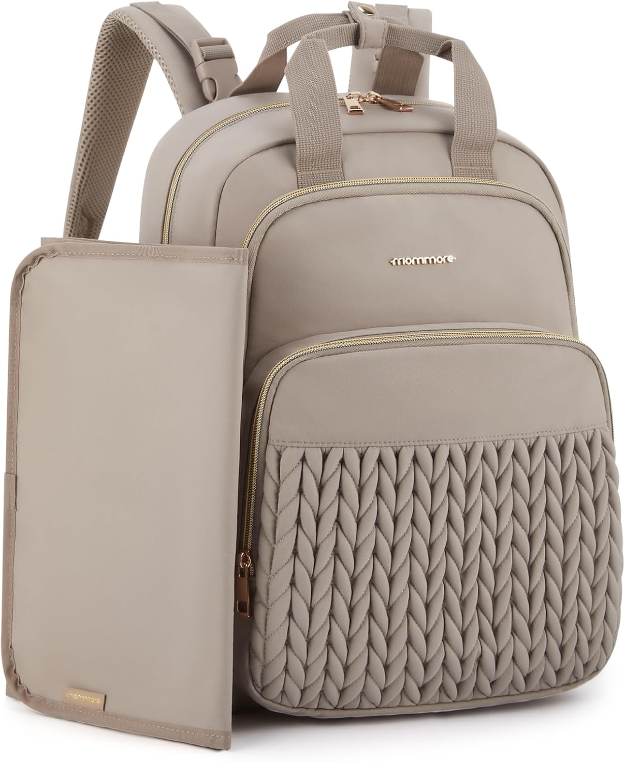 mommore Diaper Bag Backpack, Large Travel Baby Bag for Daily Essentials | Stylish Diaper Backpack for Toddler, Insulated Pockets, Changing Pad & Stroller Straps for Outdoor Trip