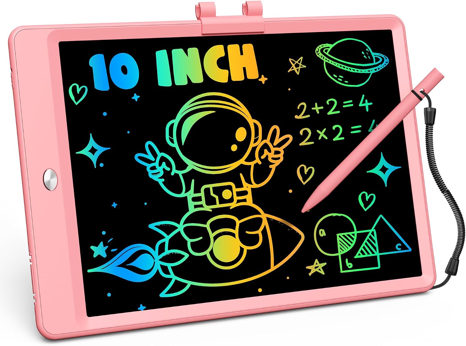 LCD Writing Tablet 10 Inch, Colorful Doodle Board Drawing Pad for Kids, Toddler Toys for 3 4 5 6 7 8 Year Old Girls Boys Gifts (Pink)