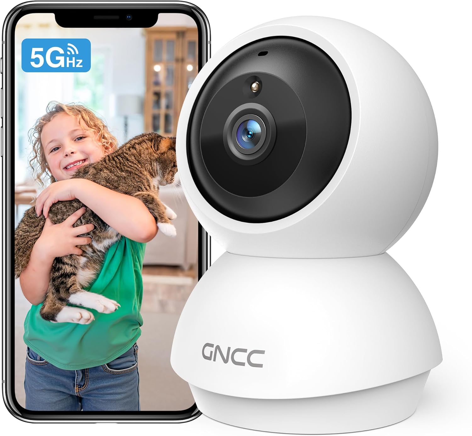 GNCC Security Camera Indoor with 2K Night WiFi Cameras for Home Security | 2K Night Vision,AI Motion Tracking, Smart detection and alerts,SD Card or Paid Cloud, WiFi Security Camera for Pet/Elderly