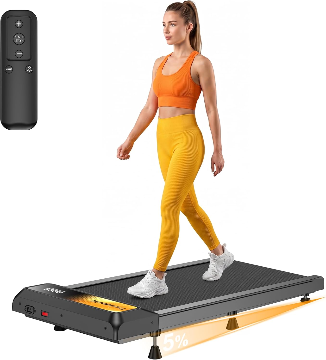 Incline Walking Treadmill Pad with Removable Handle and Remote