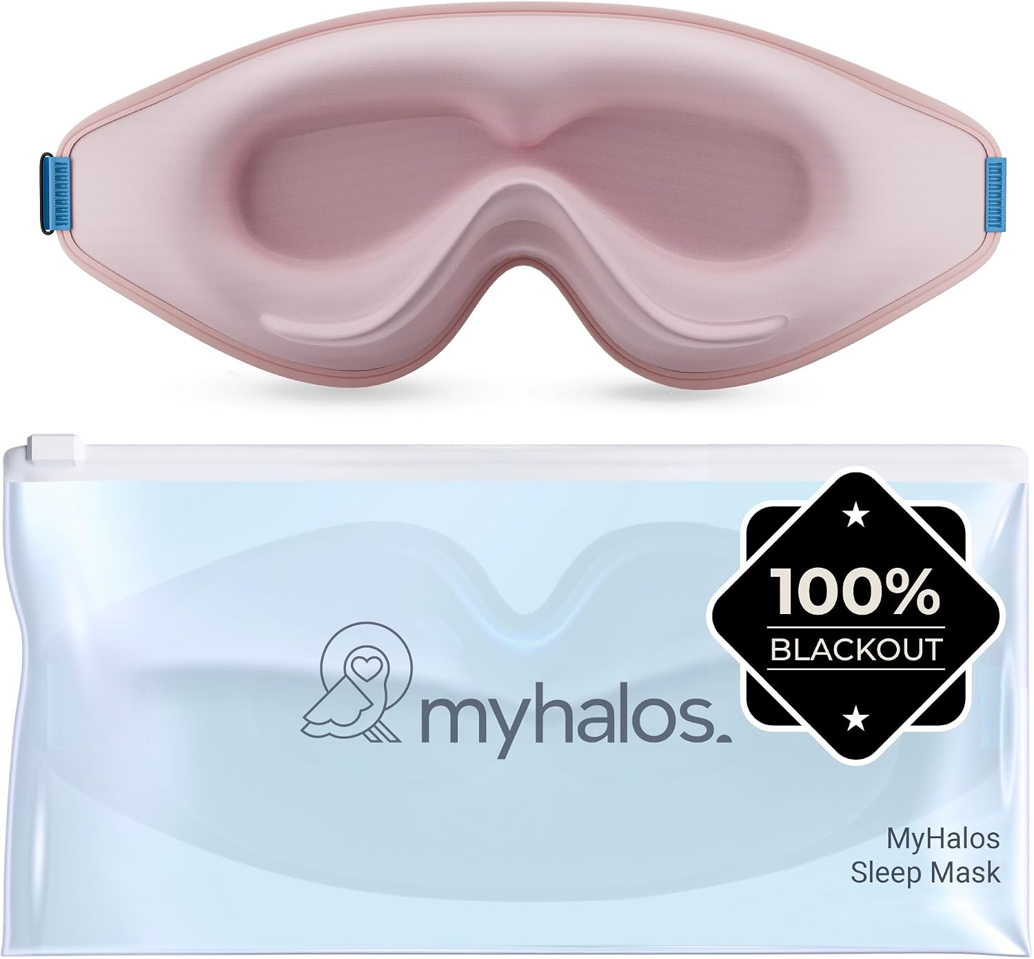 MyHalos® Sleep Mask for Men and Women, 3D Blackout Eye Masks for Sleep | Sleeping Mask, Blindfold, Zero Pressure, Breathable, Side Sleepers & Eyelash Friendly, Night & Travel Eye Mask (Peach)