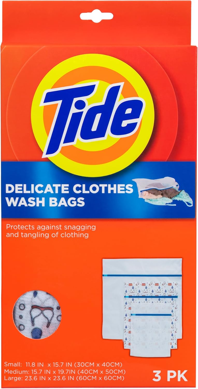 Tide Delicate Clothes Mesh Wash Bags for Wash Machine, 3 Pack | Small, Medium, and Large Wash Bags Protect Clothes from Snagging, Tangling, and Wear and Tear