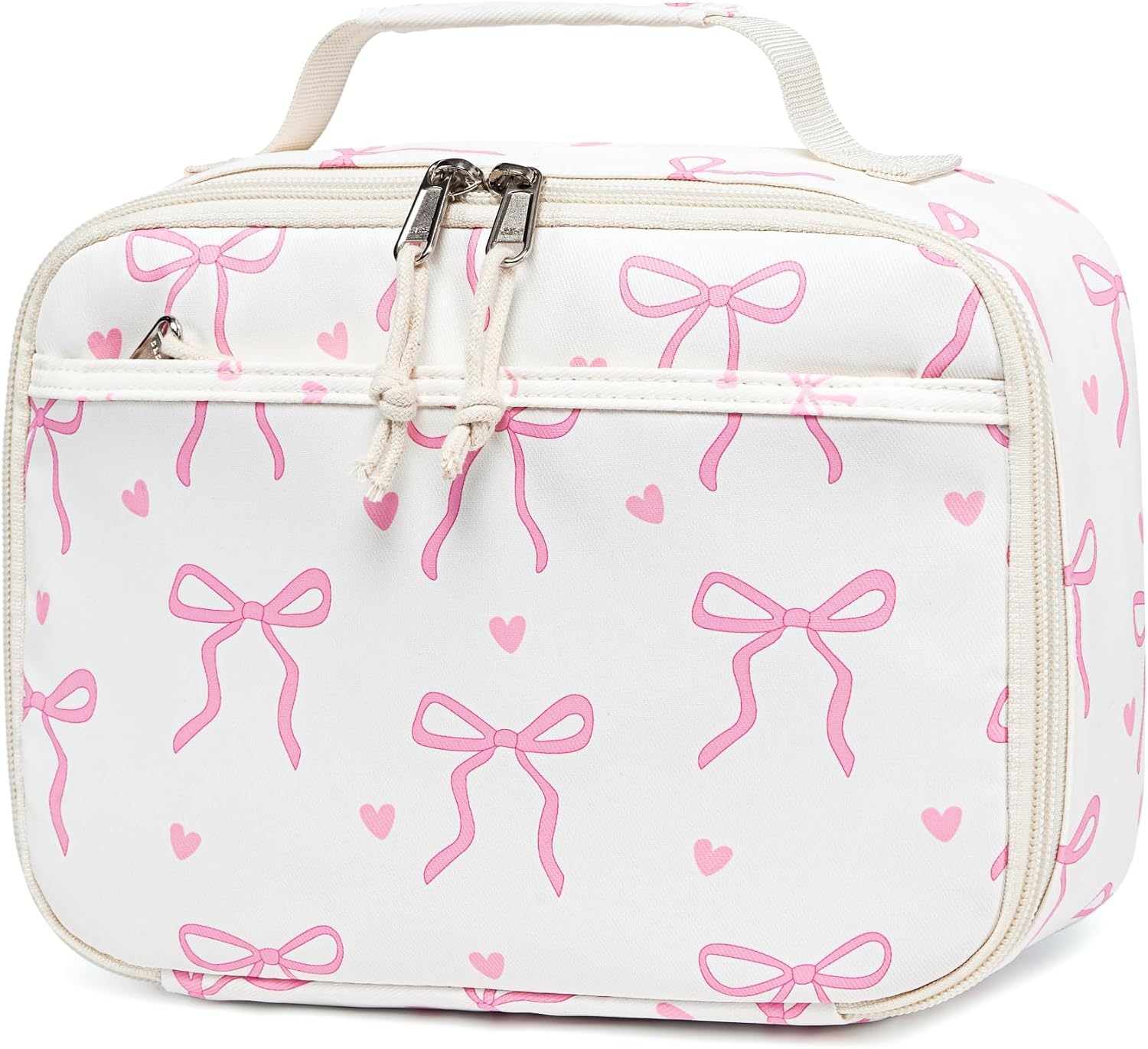 LOIDOU Insulated Lunch Bag for Kids Girls, Cute Bow Insulated Lunch Box Bag for Toddler, Womens Small Lunch Tote, Lunch Box Containers for School Work Picnic, Pink