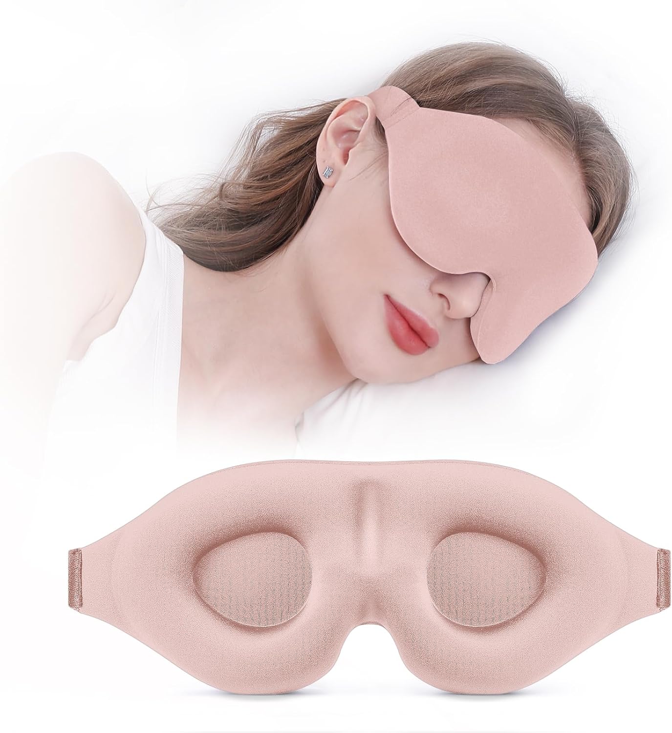 YIVIEW Sleep Mask for Side Sleeper, Light Blocking Zero Pressure Blindfold | Soft Breathable Eye Cover for Women Men, 3D Sleeping Eye Mask Pink, Relaxing Travel Essential, Adjustable, Flight Nap