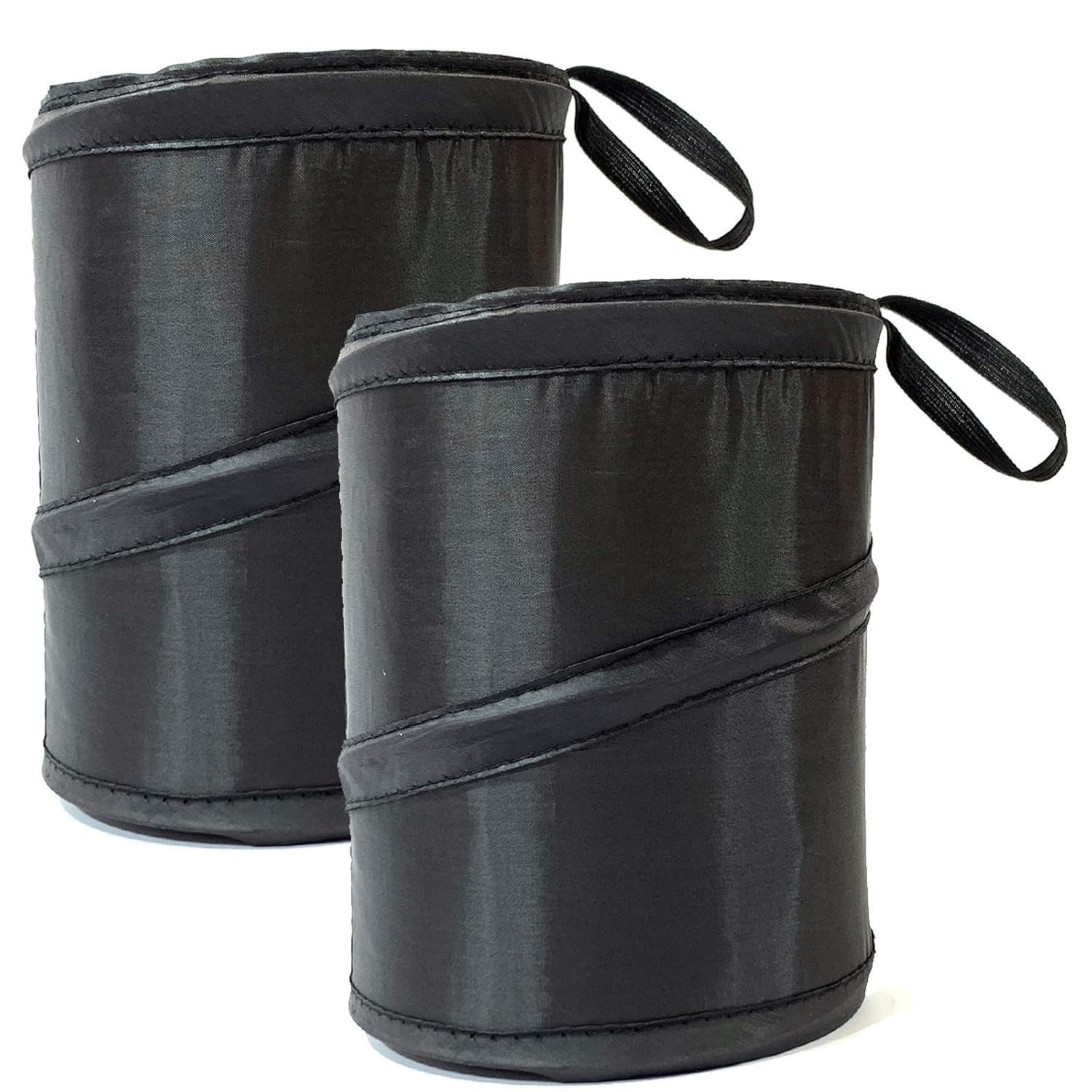 Kitbest (2 Pack Car Trash Can, 1 Gallon Car Garbage Bin Collapsible Pop-up Water Proof Bag Mini Portable Waste Basket Bin, Rubbish Bin (Black)