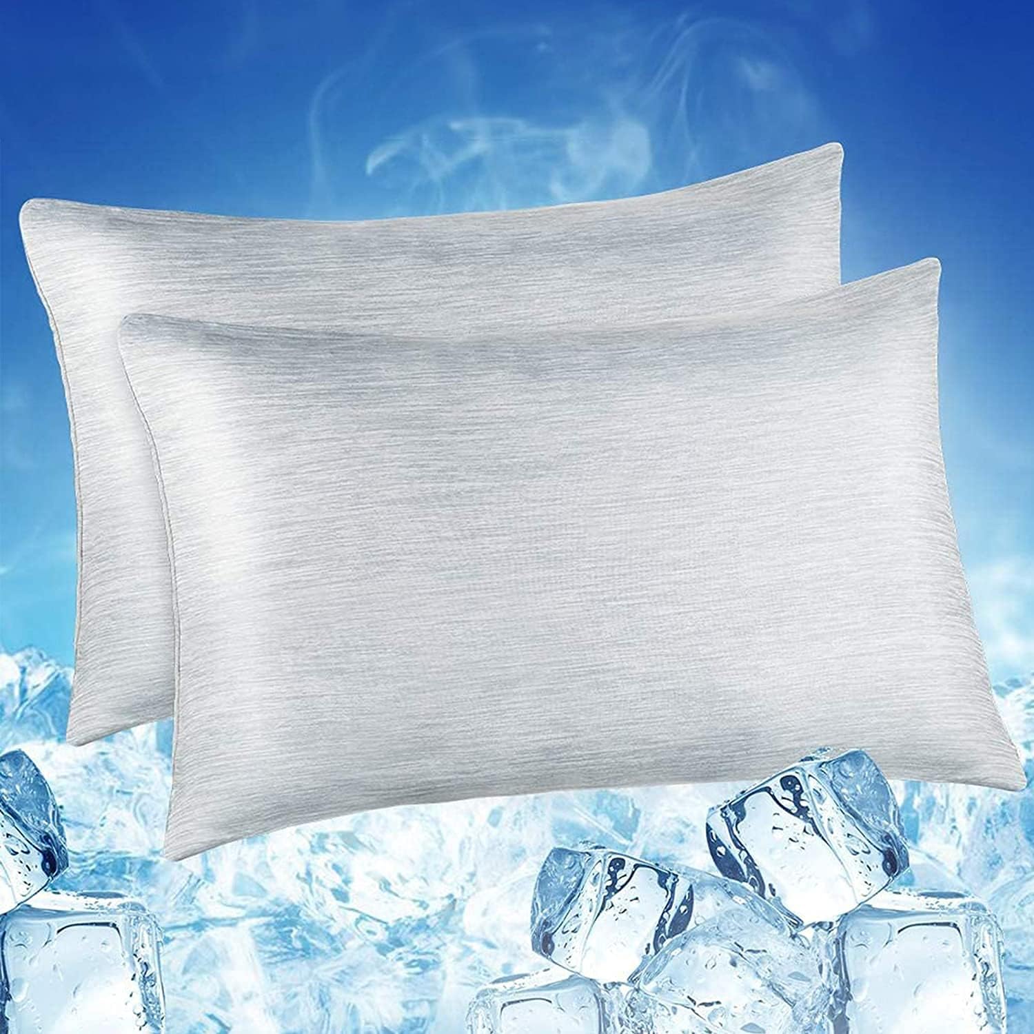 LUXEAR Cooling Pillow Cases for Hot Sleepers, Set of 2, Standard Size, Gray | Arc-Chill 3.0 Cool Tech Q-Max > 0.5, Hair & Skin Friendly, Dual-Sided Design, Hidden Zipper, Gifts for Women & Men