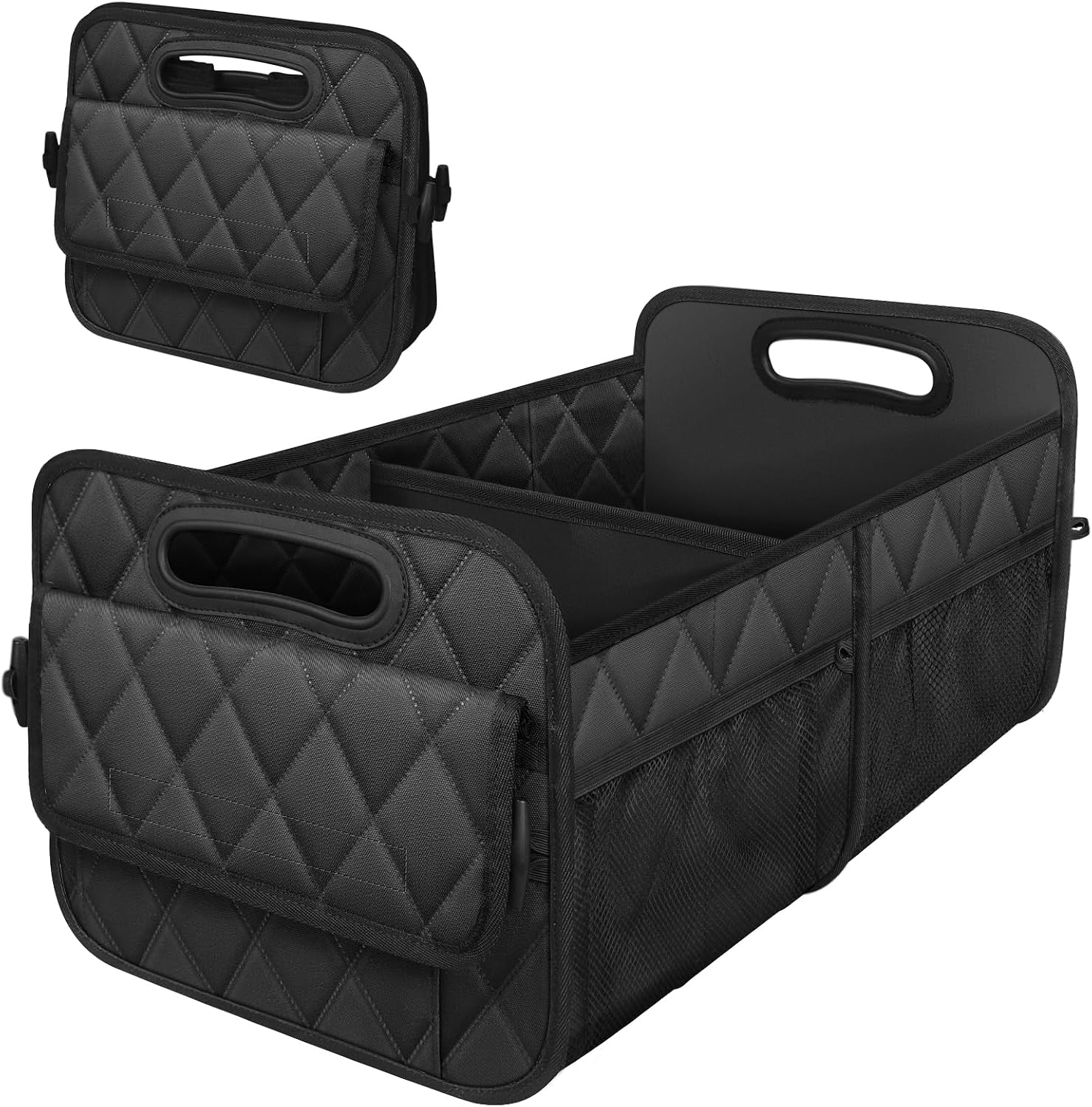 Deosk Car Trunk Organizer and Storage with Reinforced Handles, Waterproof Polyester Trunk Organizer for SUV, Minivan, Truck (Large, Black)