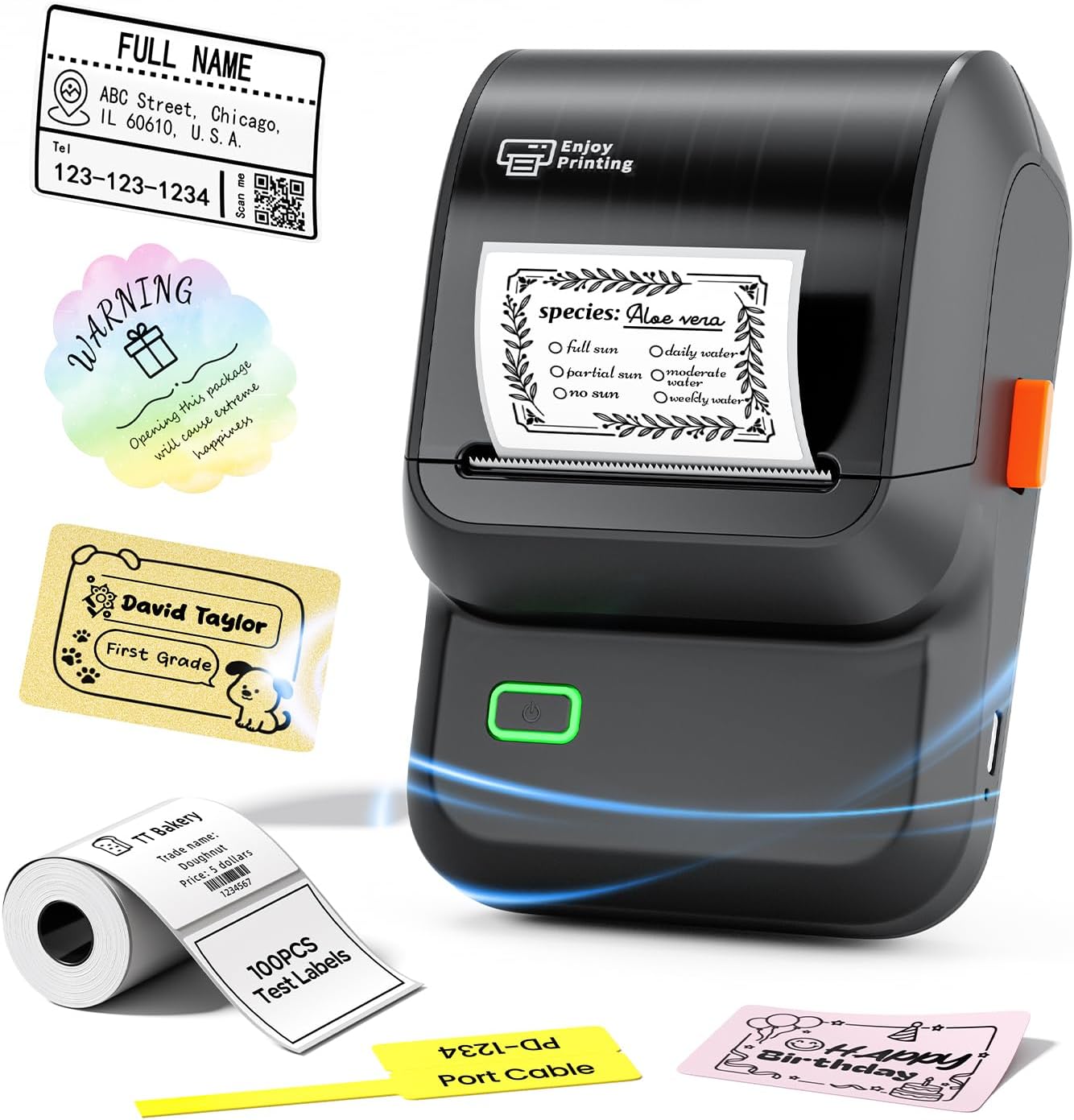 Label Maker Machine with Tape, Bluetooth Label Printer with 6000+ Templates | Portable 2 Inch Thermal Sticker Printer Easy to Use for Small Business, Home, School, Office, Safety Label Makers, Black