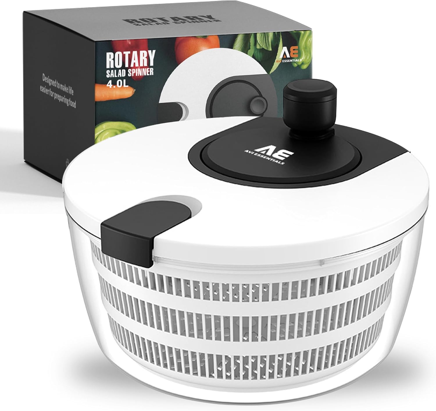 Large Salad Spinner – BPA-Free Vegetable & Fruit Dryer, Lettuce Spinner with Bowl and Colander