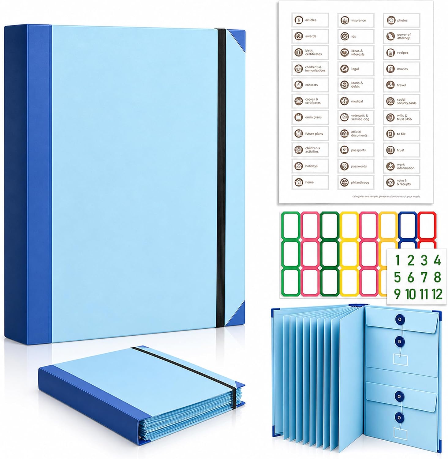 The Life Book Document Organizer – Binder for Important Documents, Document Organizer Foliofor Bills Checks Birth Certificates etc (Blue)
