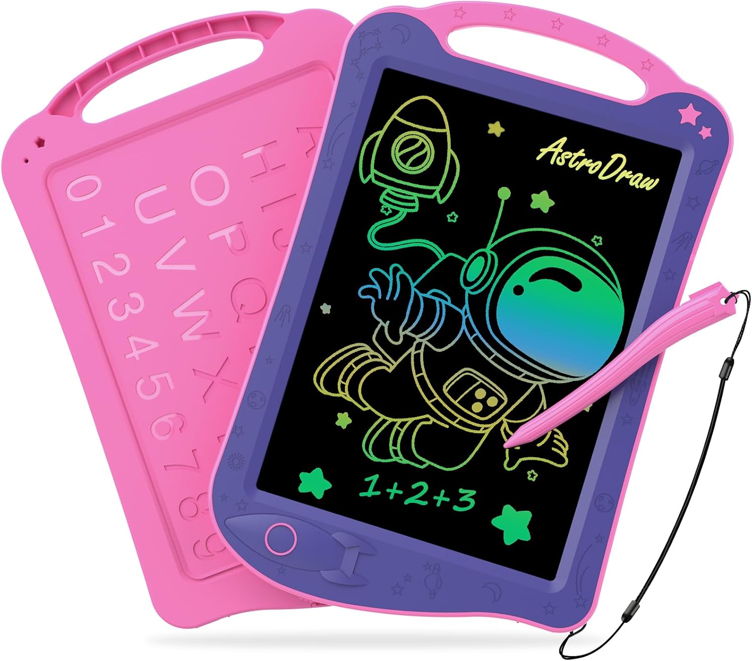 Astrodraw Drawing Pad, LCD Writing Tablet for Kids, 1pc Purple/Pink | Colorful, Doodle Board for Toddlers 3 4 5 6 Years Old, Travel Sensory Space Toy for Boys Girls