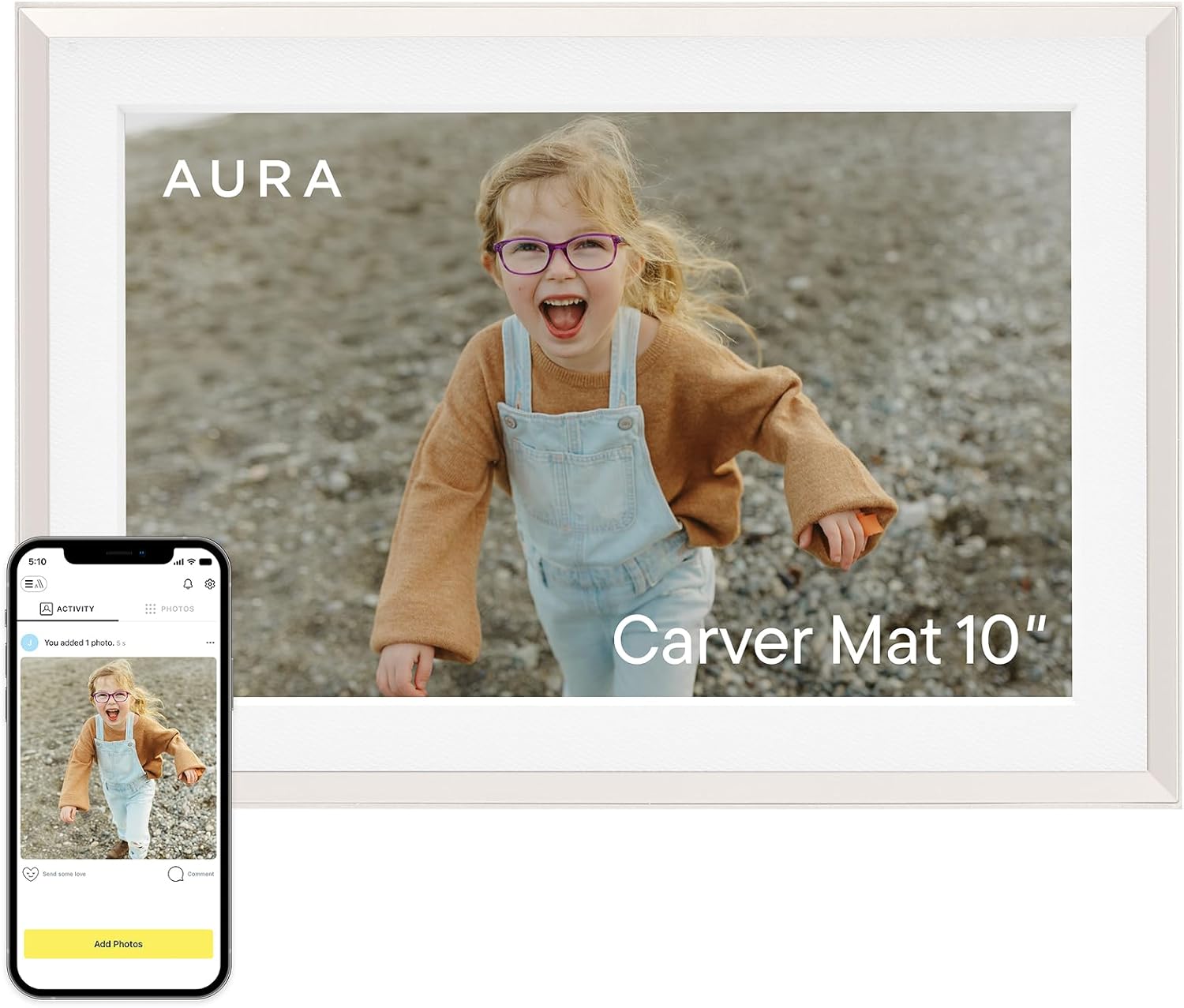 Aura HD Digital Picture Frame | Carver Mat: The Best Frame for Gifting | Wirecutter’s best digital frame, no subscription , free unlimited photos and videos, 1-minute set up, gift-ready